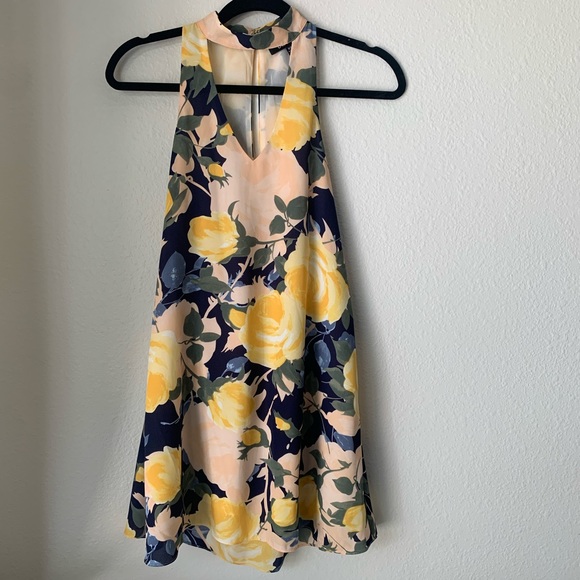 Navy Blue Floral LuLus Dress - Picture 3 of 5